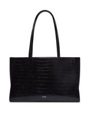 Czarna torebka shopper croco TOREC-1287-9G(Z26), widok produktu z przodu na białym tle.