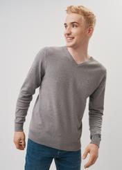 Szary sweter męski w serek SWEMT-0136-91(Z23)