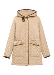 Beżowa kurtka damska pikowana KURDT-0646-1B(W26), widok produktu z przodu na białym tle.