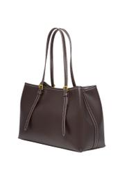 Brązowa duża torebka shopper TOREC-1381-1H(Z26), widok produktu skosem na białym tle.