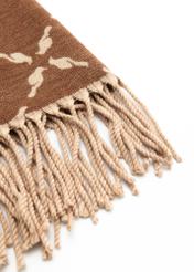 Dwustronny szalik damski z monogramem SZADT-0206-24(Z25), zbliżenie na detal produktu, widok na białym tle.