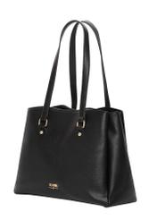 Czarna torebka shopper damska TOREC-1260-9I(Z26), widok produktu skosem na białym tle.