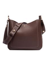 Brązowa torebka damska hobo TOREC-1257-1H(Z26), widok produktu od przodu na białym tle.