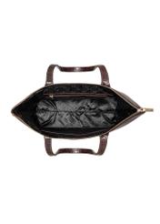 Damska brązowa torebka shopper skórzana TORES-0939E-1H(W26), widok produktu w środku na białym tle.