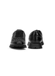 Czarne skórzane buty sportowe z plecionką BUTYD-1156-98(W25)-04