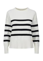 Biały sweter w paski damski SWEDT-0202-11(W24)-04