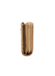 Mały beżowy portfel damski z monogramem POREC-0349A-81(Z25), widok produktu od boku na białym tle.