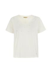 Mleczny T-shirt damski z aplikacją TSHDT-0092-12(W22)