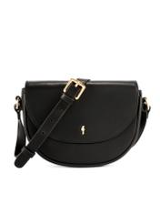 Czarna skórzana mała torebka TORES-1260-99(W26) - widok produktu z przodu, na białym tle. 