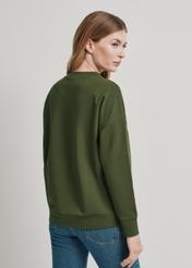 Zielona bluza damska  z kwiatowym haftem BLZDT-0098-55(W24)