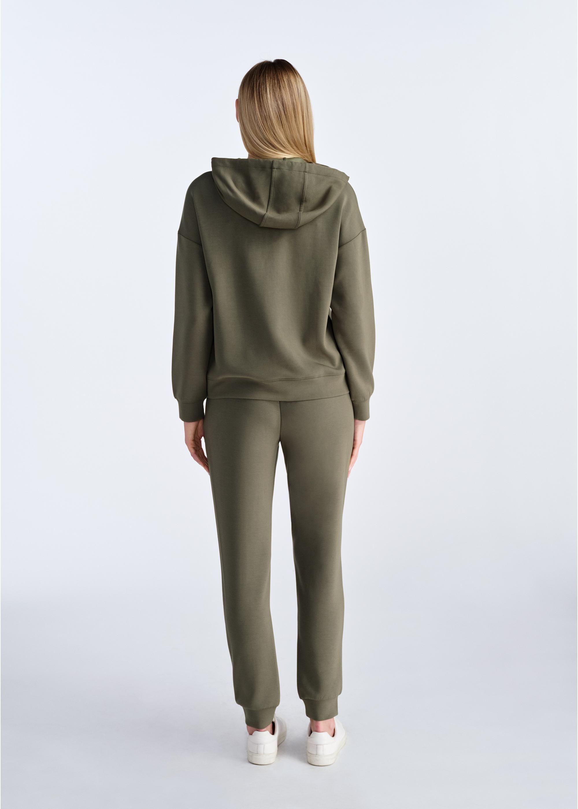 Bluza damska khaki z kapturem BLZDT-0111-55(W25)-02