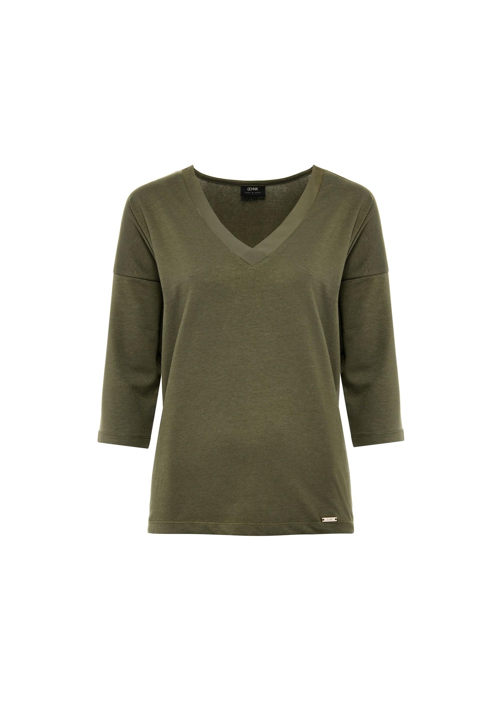 Khaki bluzka damska BLUDT-0156-55(W25)-04