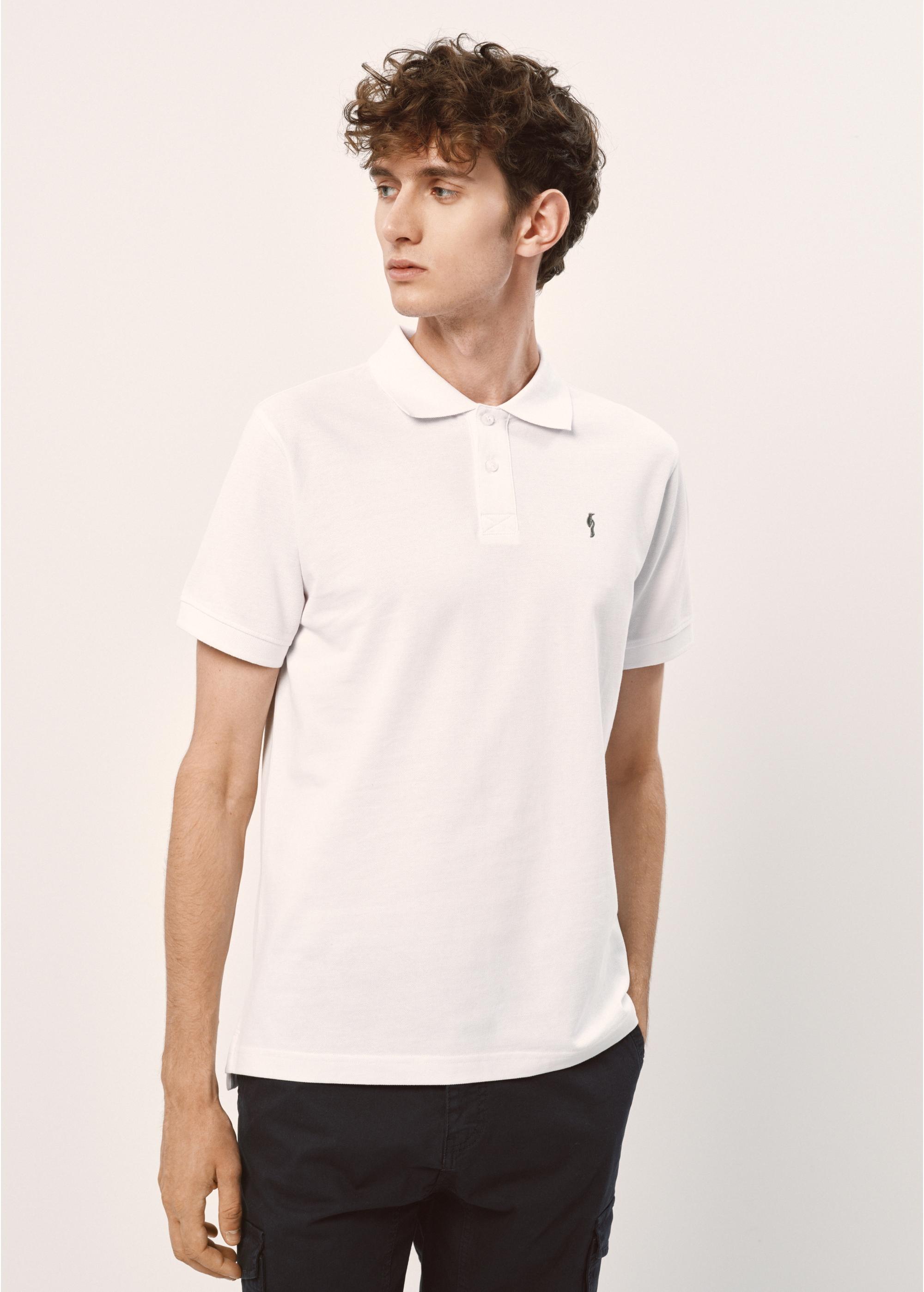 Biała koszulka polo basic męska POLMT-0065-11(W24)-01