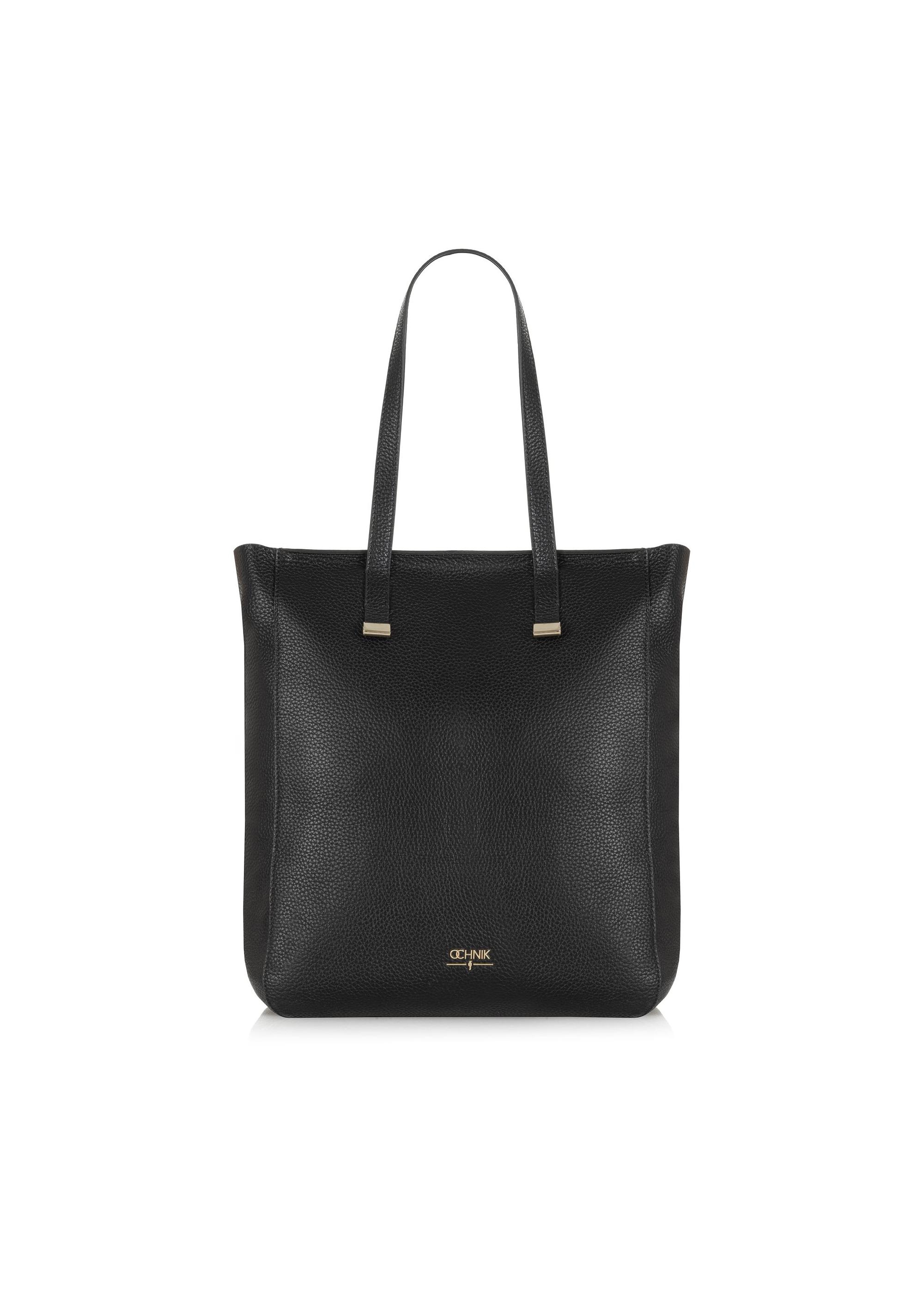 Czarna skórzana torebka shopper damska TORES-1037C-99(W25)-01