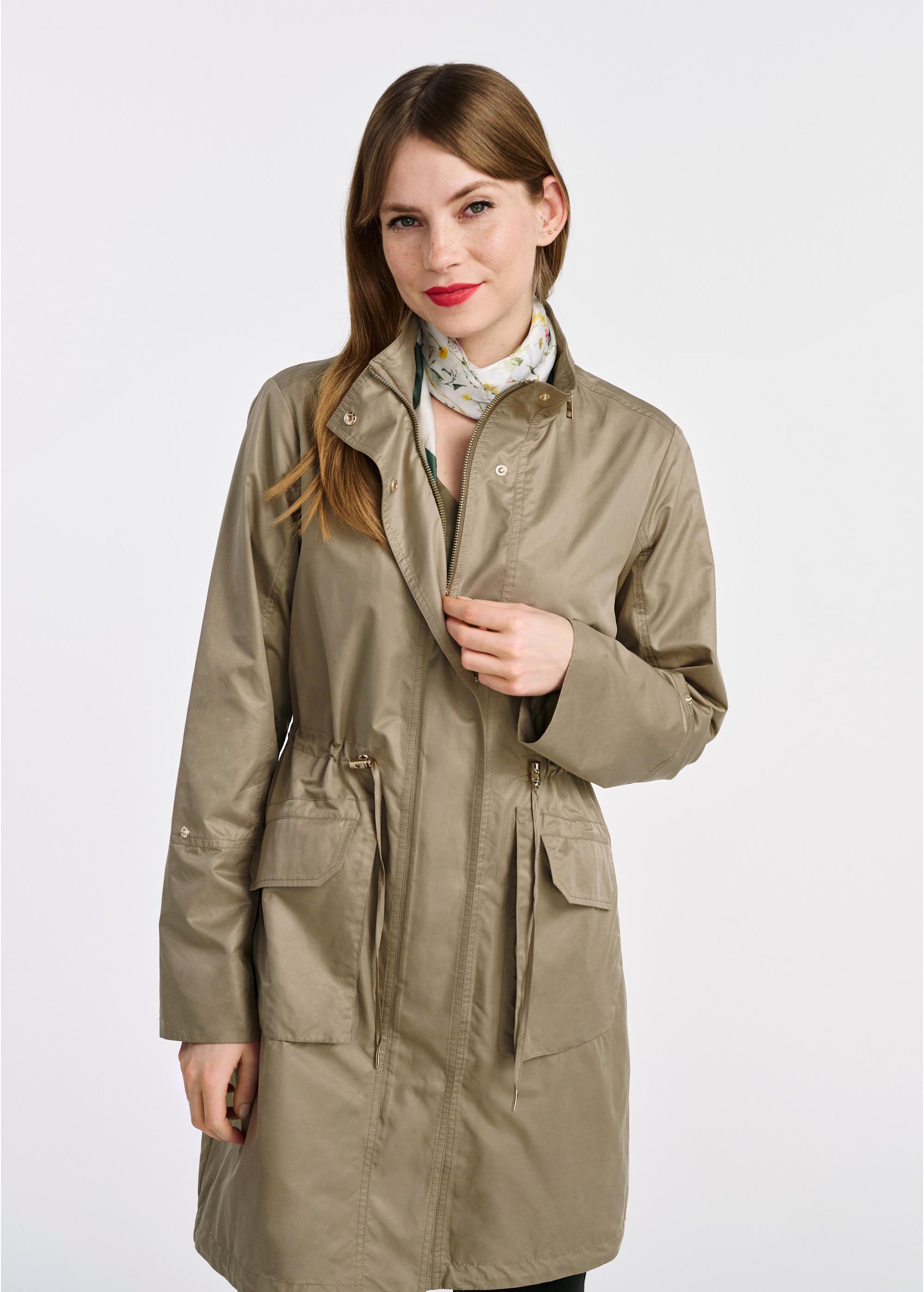 Oliwkowa kurtka parka damska KURDT-0559-57(W25)-01