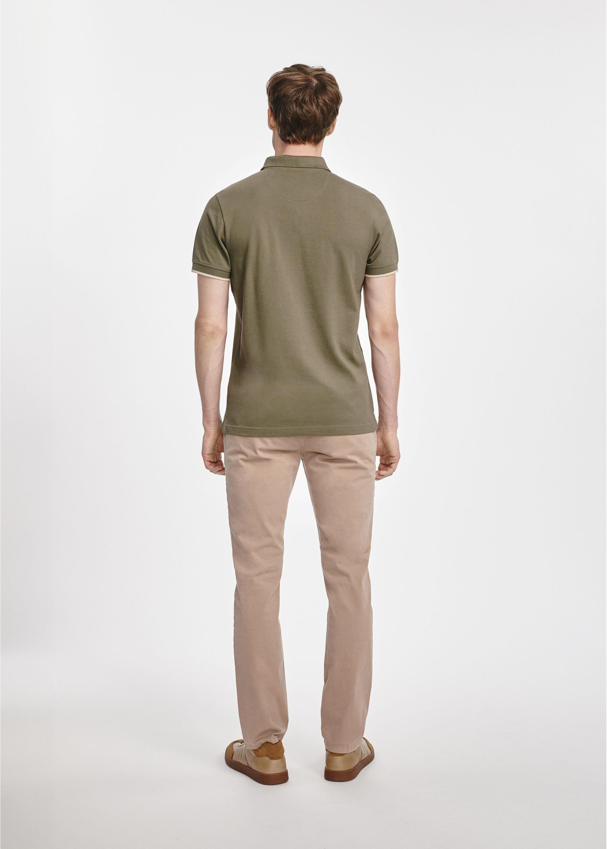 Khaki koszulka polo męska z bawełny POLMT-0045B-55(W25)-05