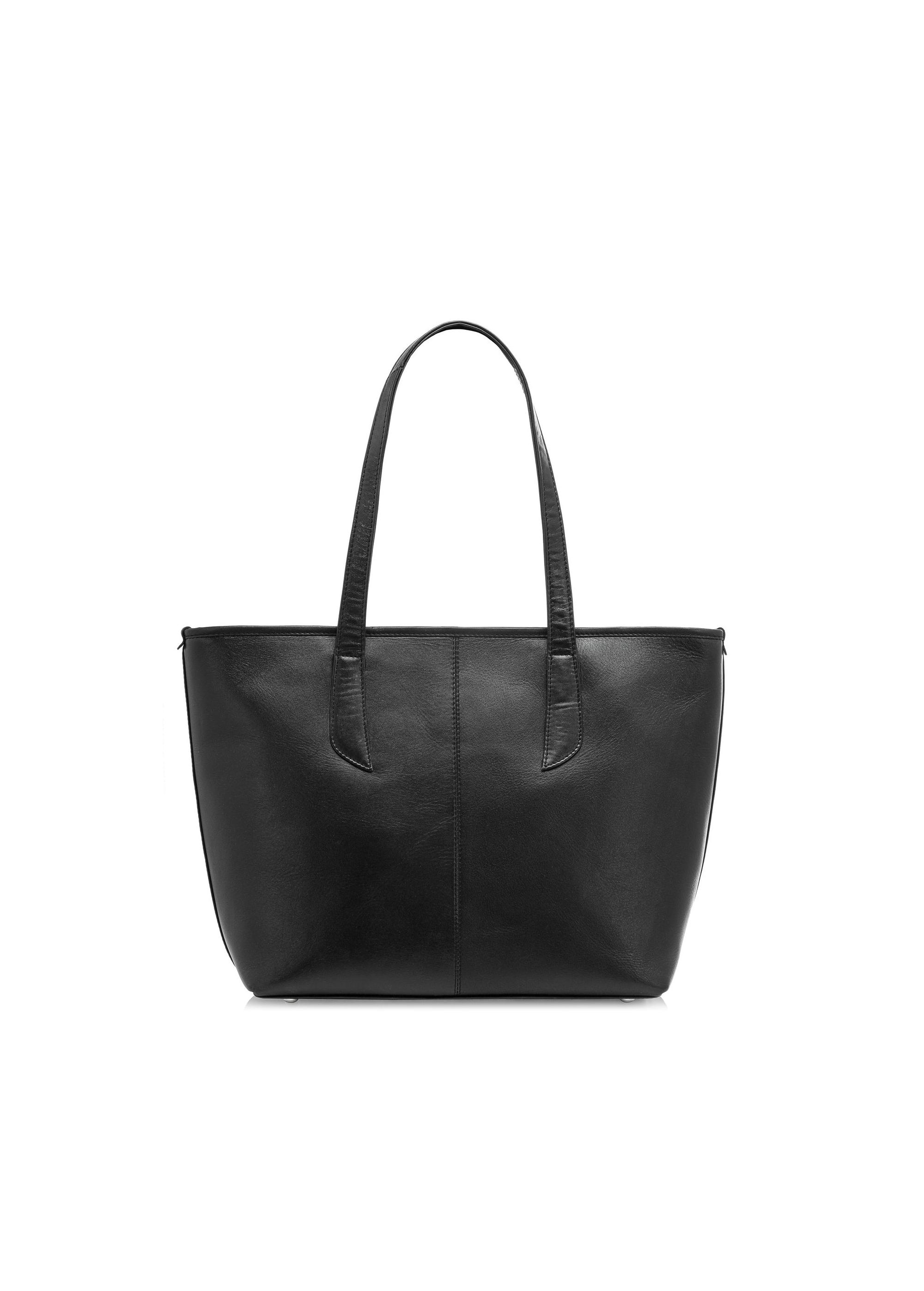 Skórzana czarna torebka shopper damska TORES-1085-99(W25)-04