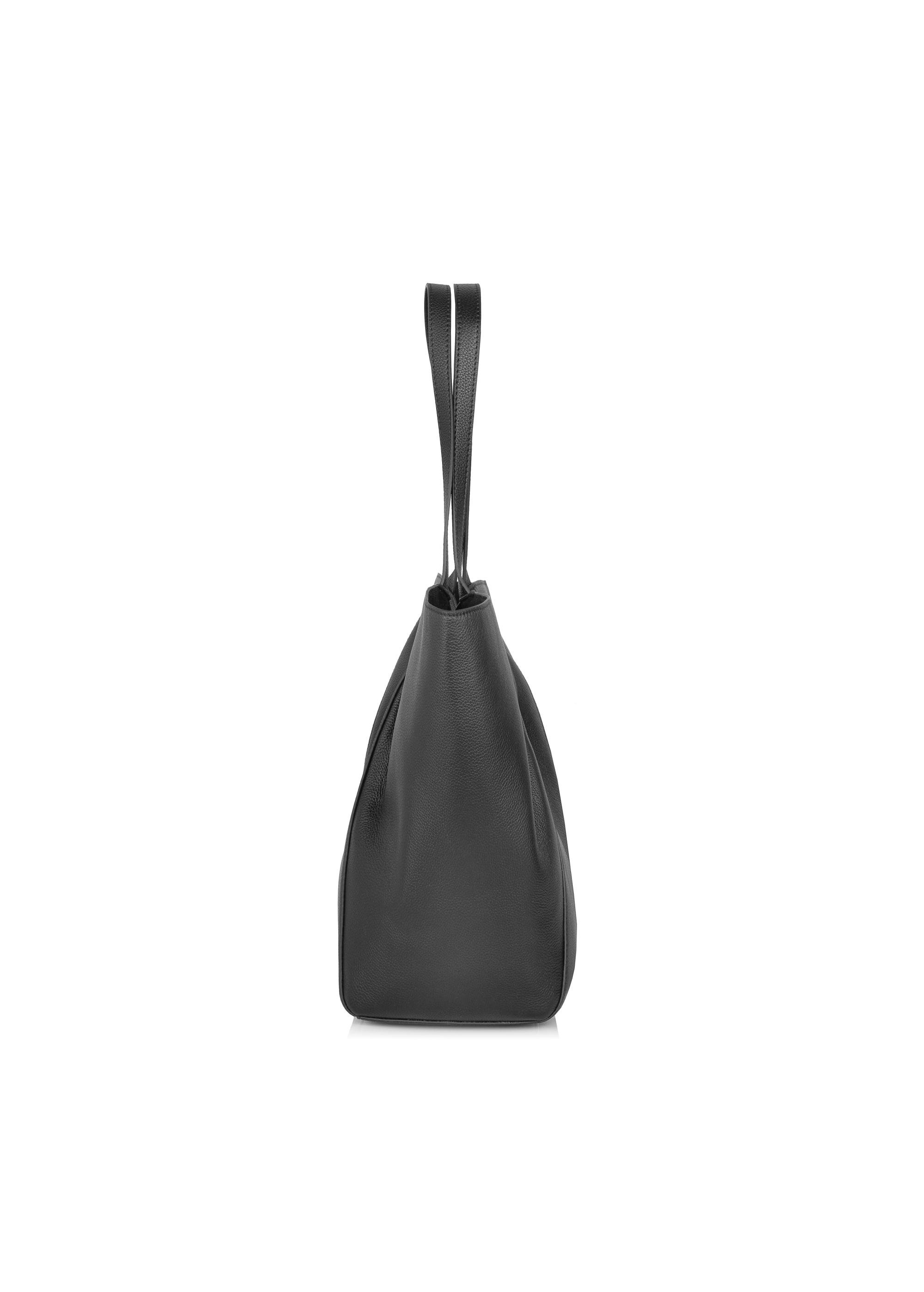 Skórzana czarna torebka shopper damska TORES-1000-99(W24)-04