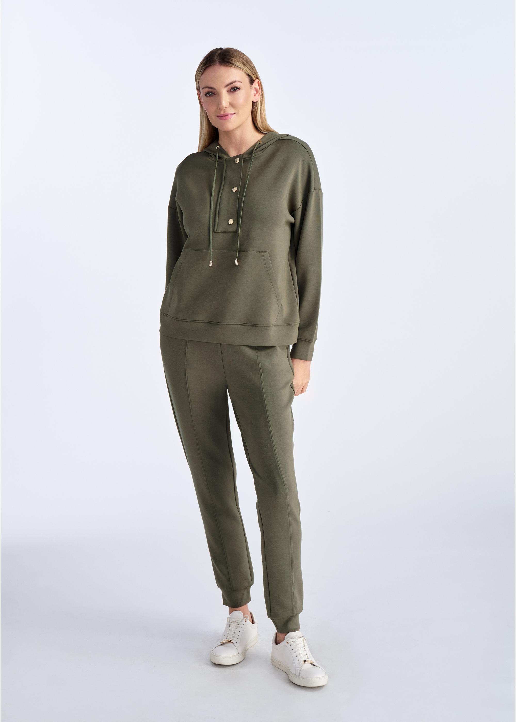 Bluza damska khaki z kapturem BLZDT-0111-55(W25)-01