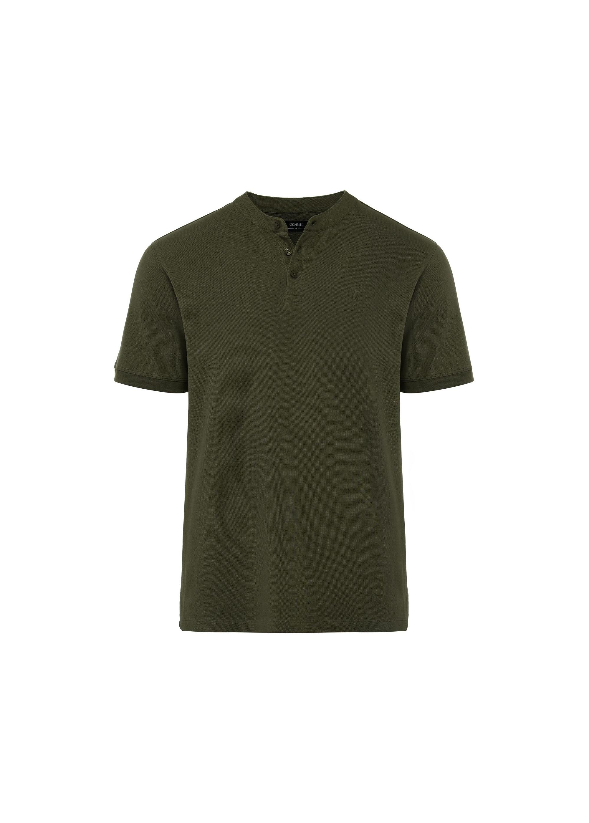 Koszulka polo męska w kolorze khaki POLMT-0061-55(W25)-01