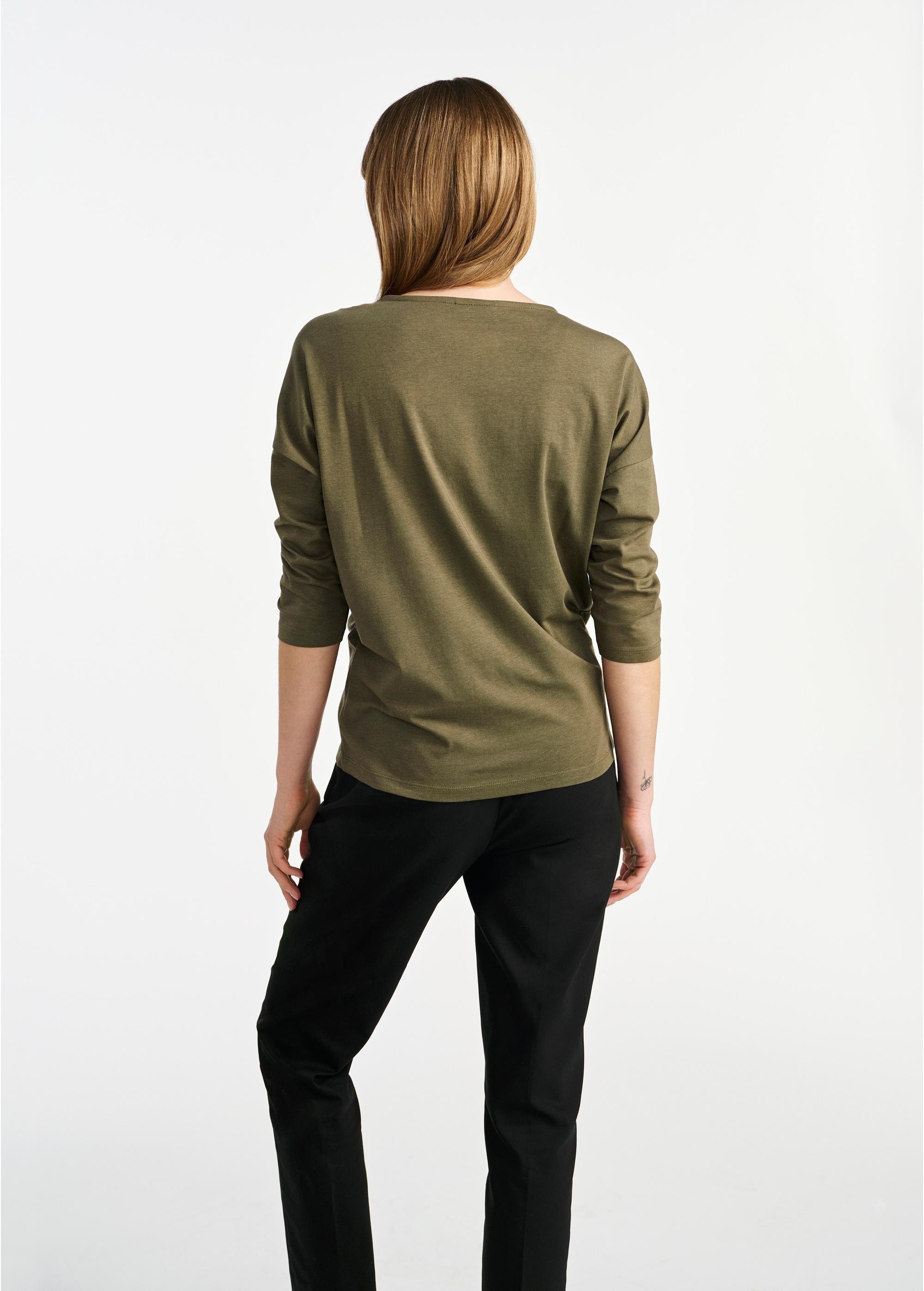 Khaki bluzka damska BLUDT-0156-55(W25)-03