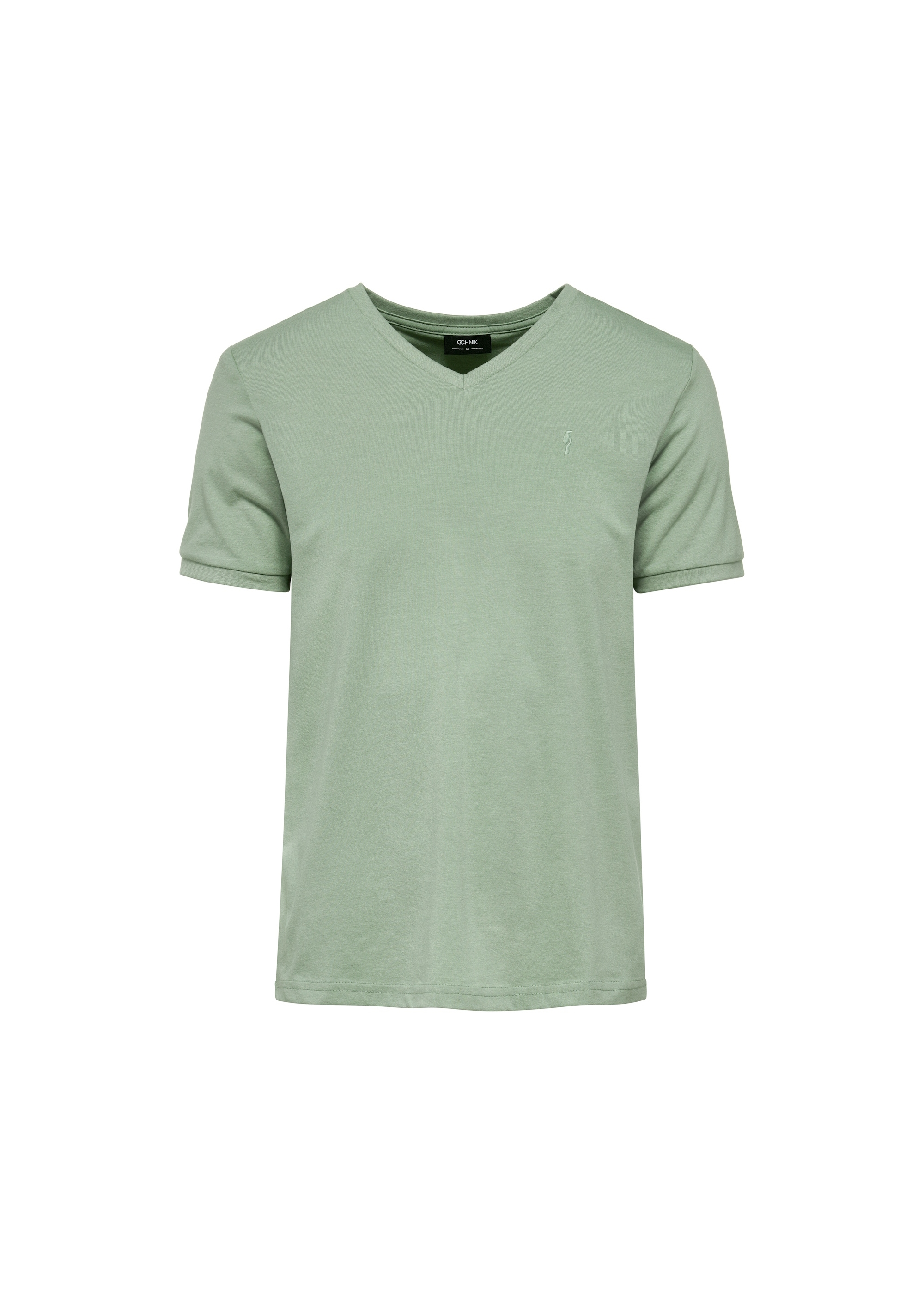 Miętowy basic T-shirt męski z logo TSHMT-0088-50(W25)-04