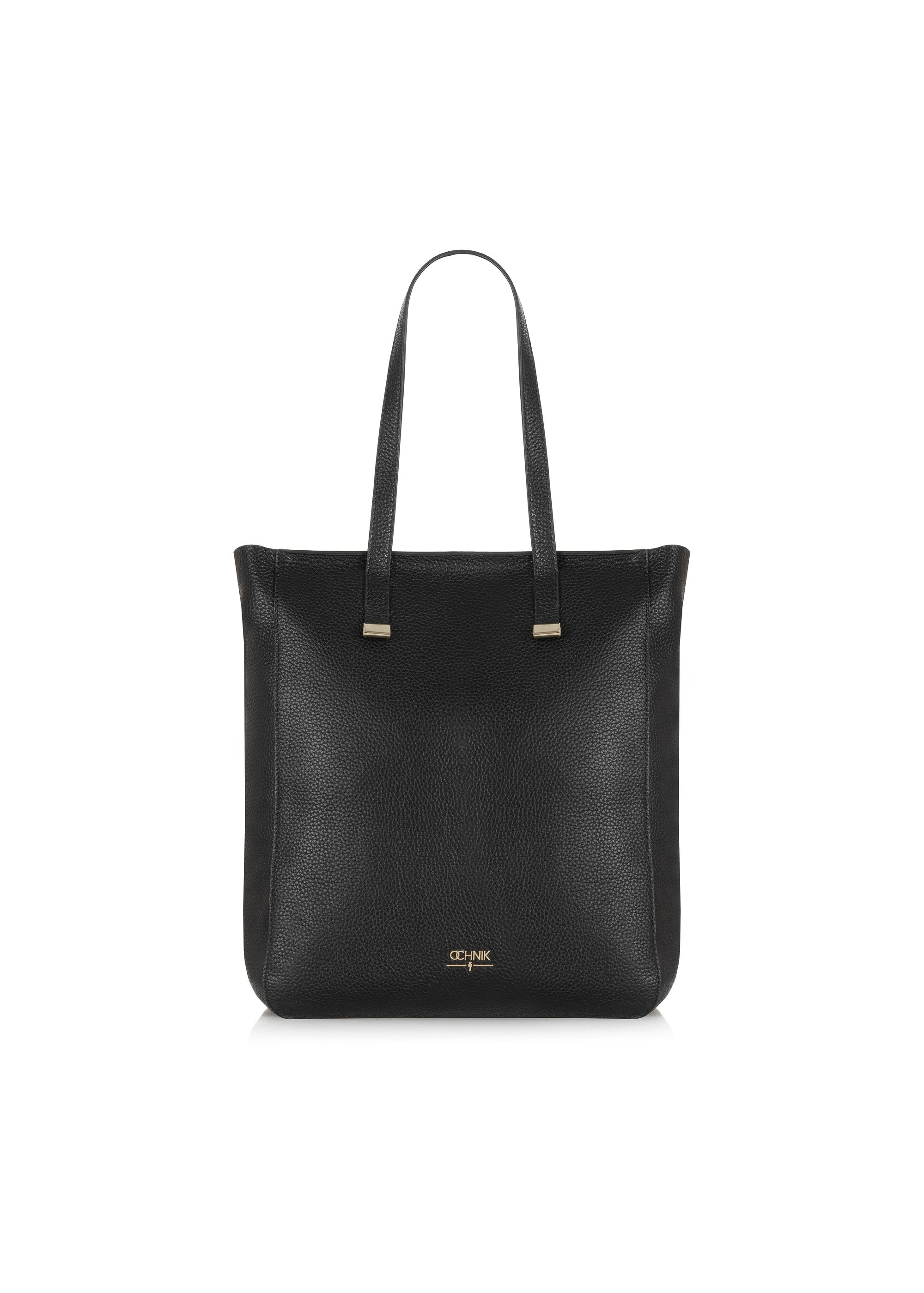 Czarna skórzana torebka shopper damska TORES-1037C-99(W25)-01