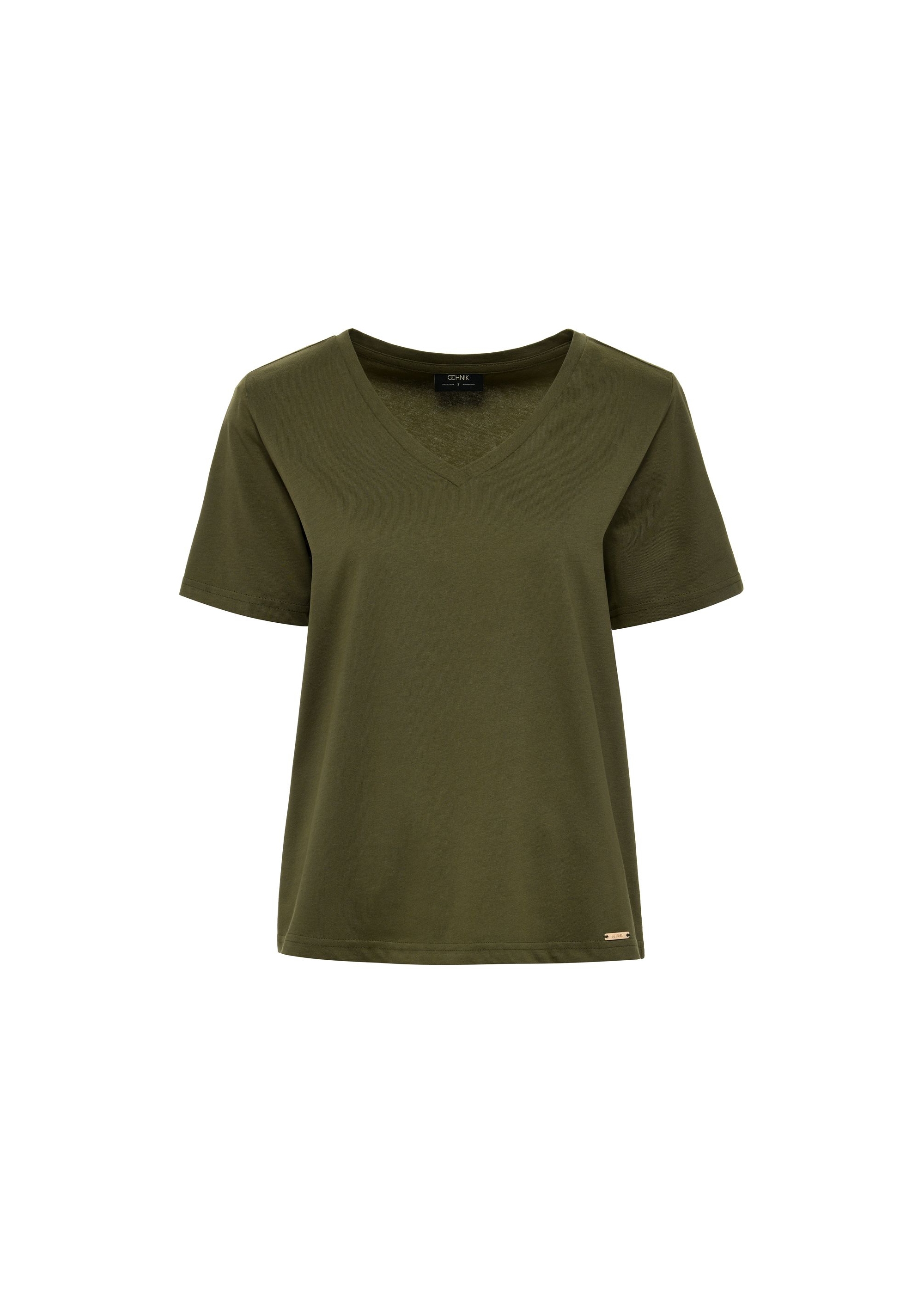 Khaki t-shirt damski basic TSHDT-0120-54(W25)