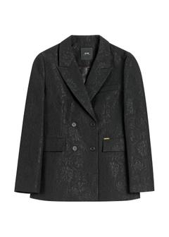 Czarna marynarka damska w kwiaty ZAKDT-0052-99(Z26)