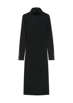 Czarna sukienka midi z golfem SUKDT-0205-99(Z25)