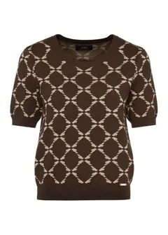 Brown women's blouse with monogram BLUDT-0181-89(Z24)