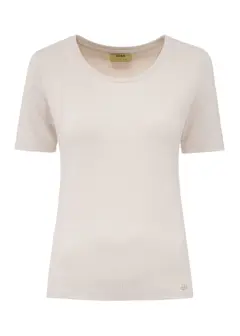 T-shirt jasnobeżowy basic damski TSHDT-0114-80(Z24)