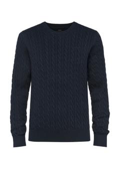 Navy blue men's cotton sweater SWEMT-0148-68(Z24)