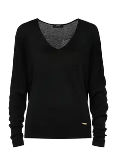 Women's black woolen sweater SWEDT-0224-99(Z24)