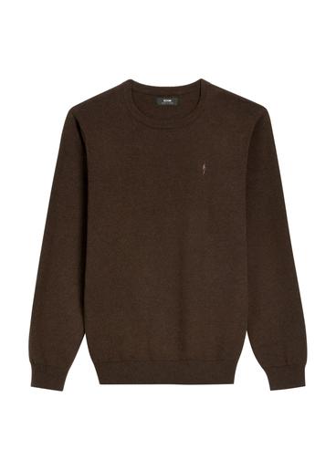 Brązowy bawełniany sweter męski SWEMT-0114A-1I(Z26)