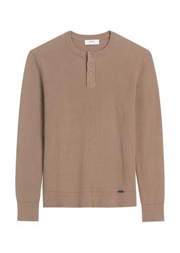 Jasnobrązowy sweter męski SWEMT-0202-1K(Z26)