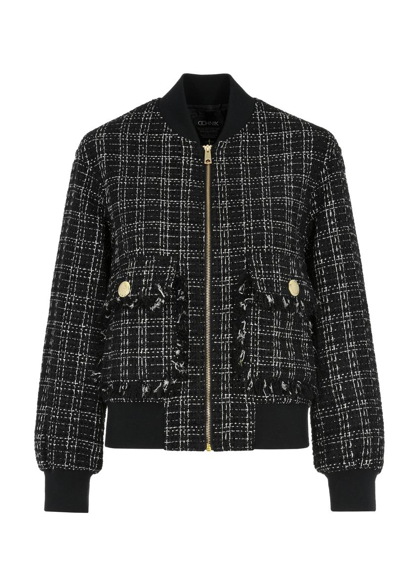 Czarna kurtka damska ze złotą nicią KURDT-0515-98(W24)-04