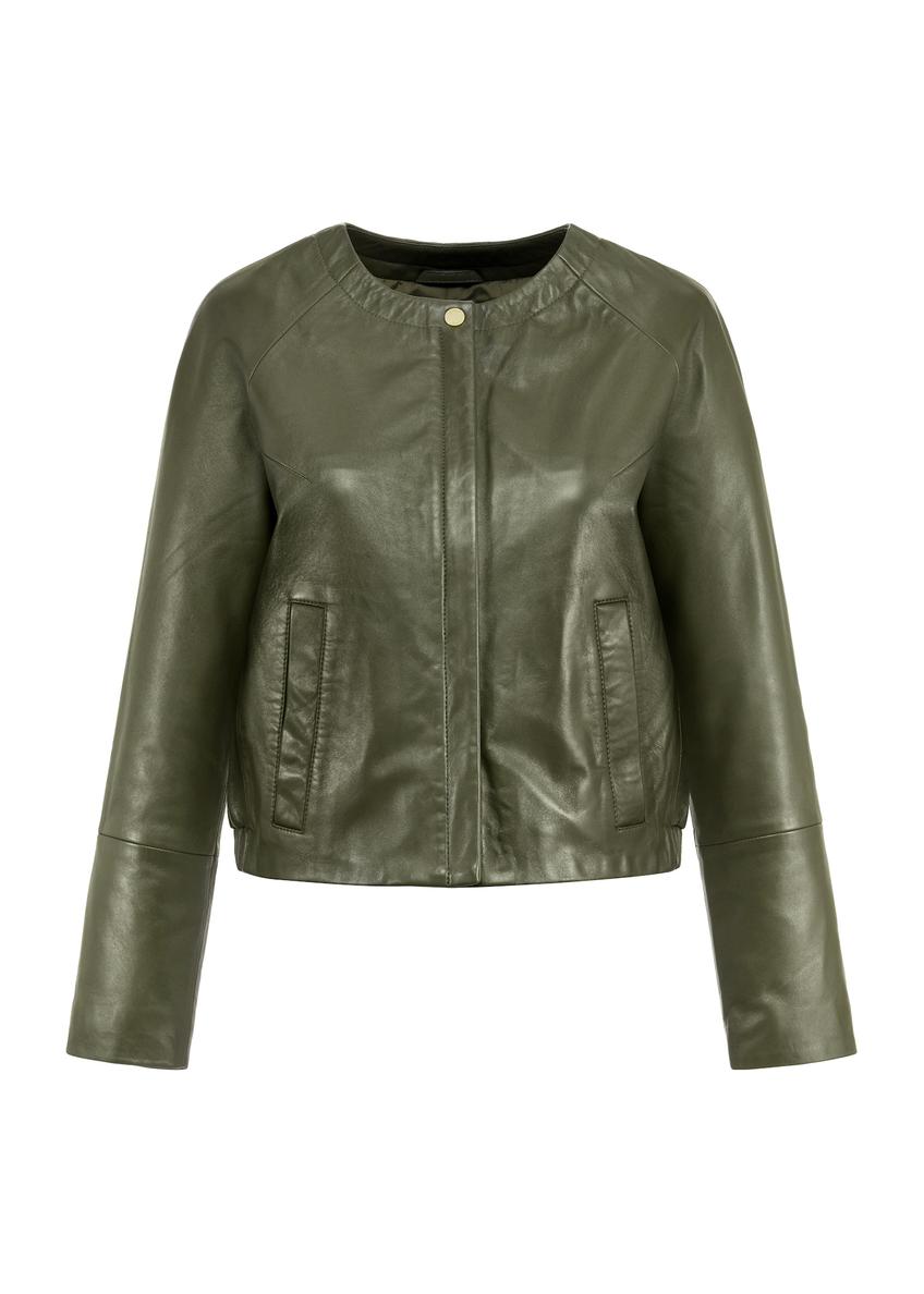 Skórzana kurtka damska khaki KURDS-0519-2804(W25)-05