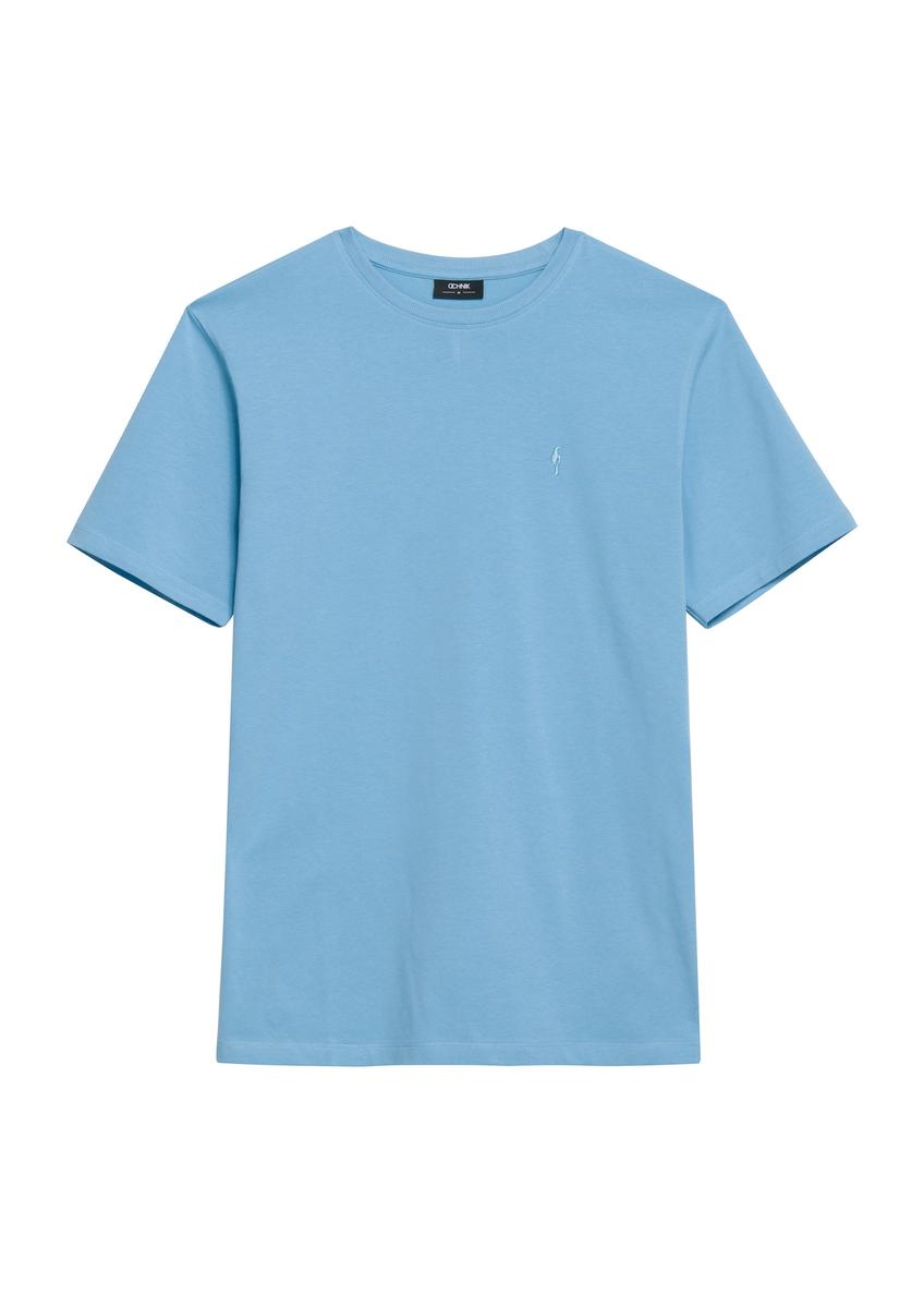Błękitny t-shirt męski TSHMT-0120-62(Z25)