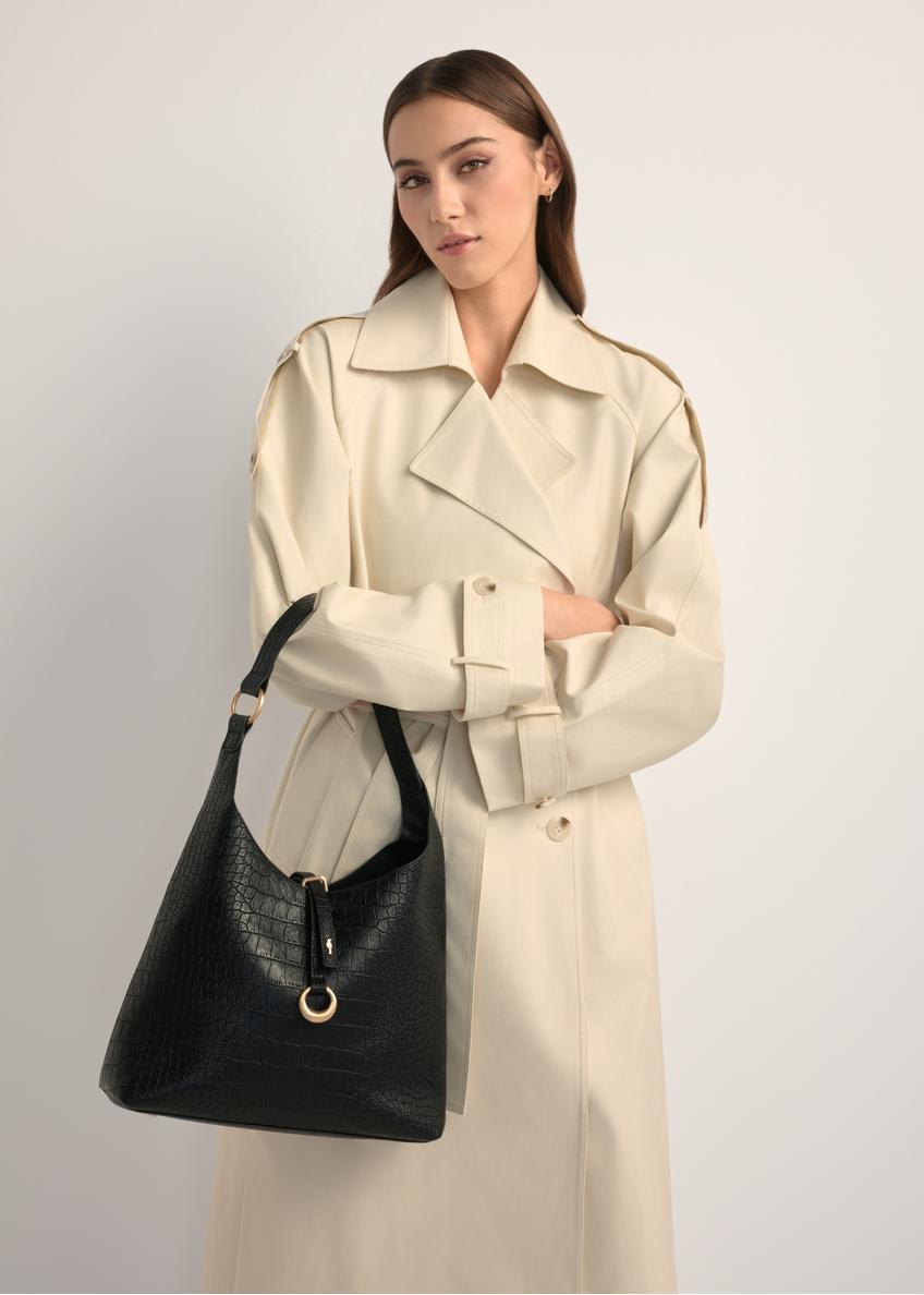 Czarna torebka damska z motywem croco TOREC-1170-9G(W26)