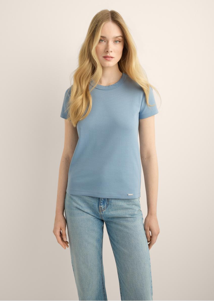 Niebieski bawełniany T-shirt damski TSHDT-0144-7B(Z26)
