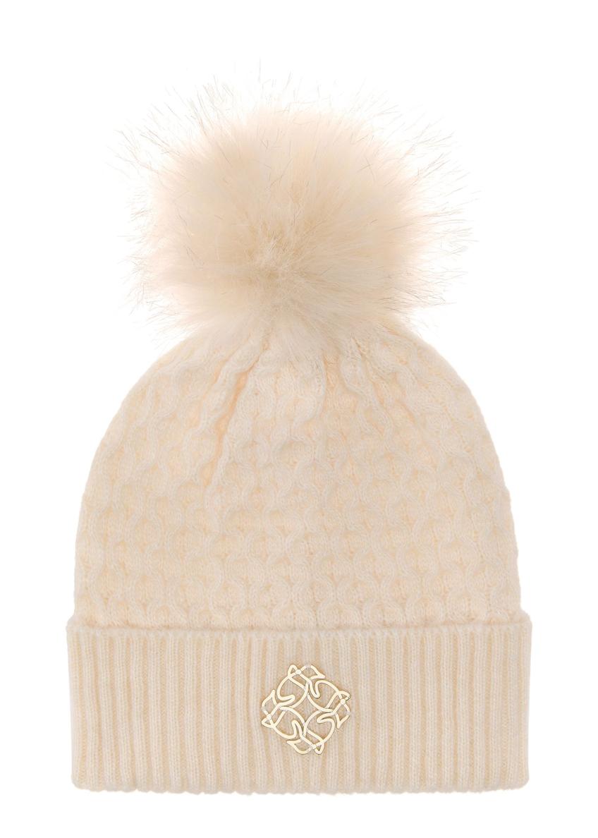 Cream women's winter hat CZADT-0195-16(Z24)