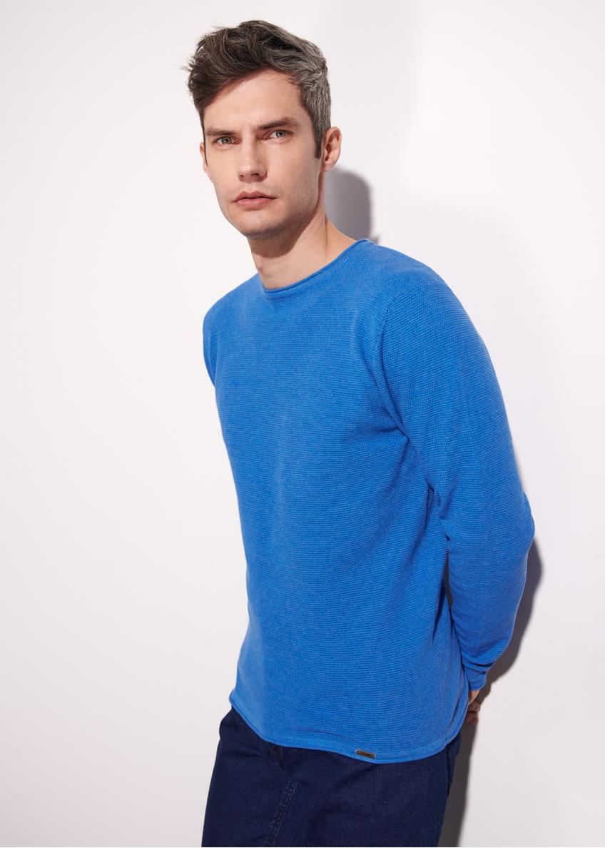 Niebieski sweter męski basic SWEMT-0128-61(W23)
