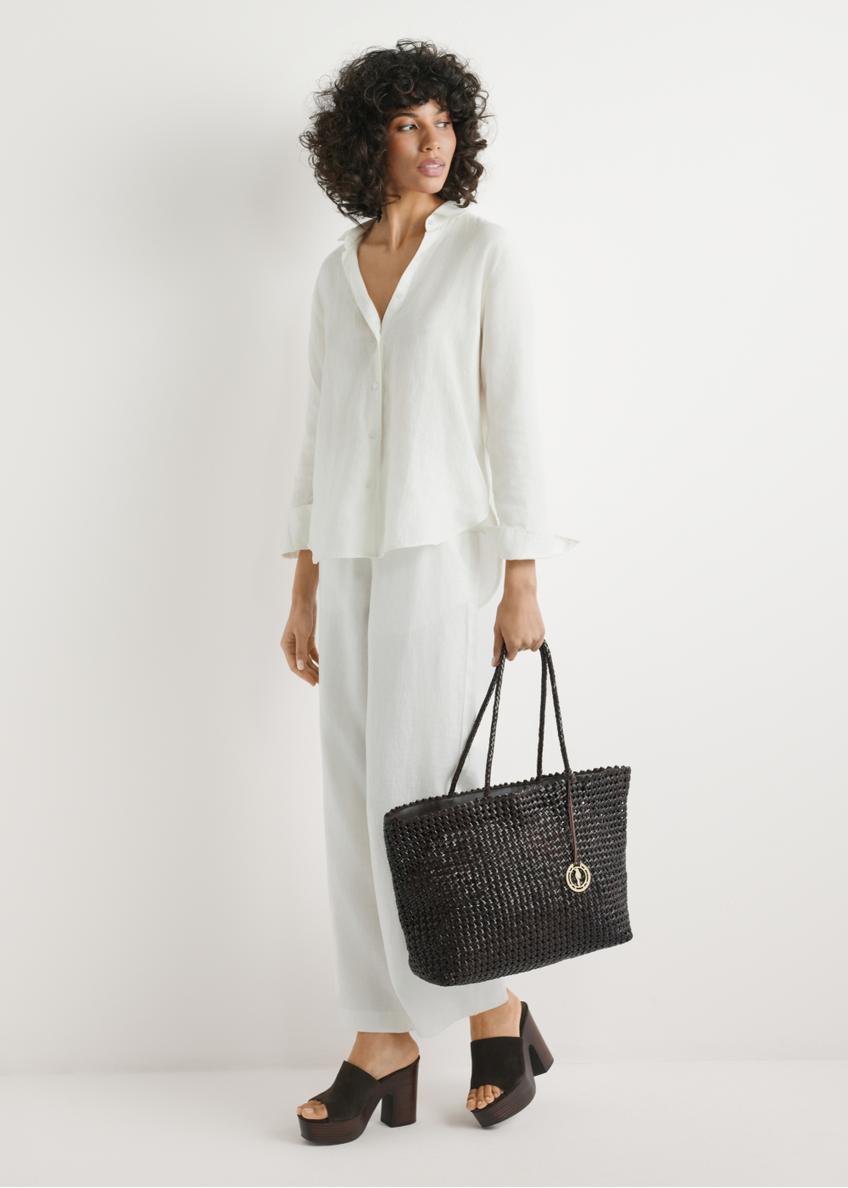 Brązowa skórzana pleciona torebka TORES-1300-1I(W26)