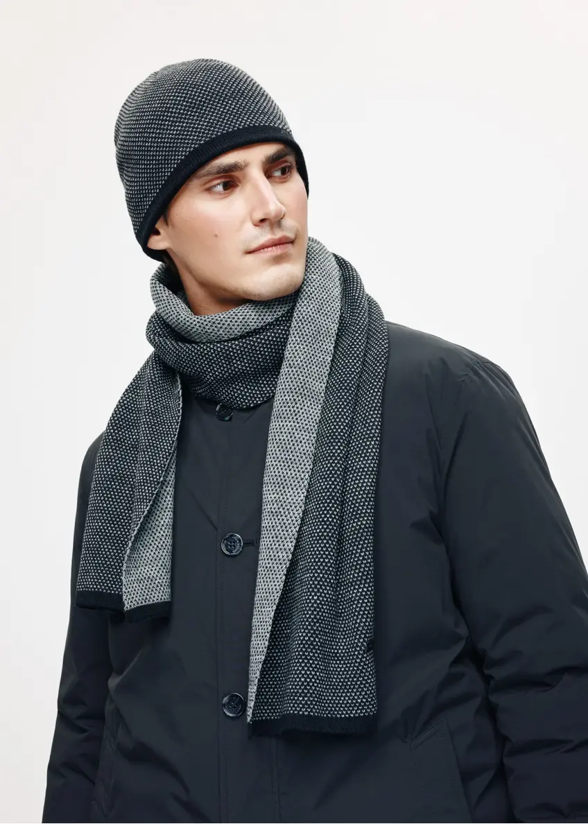 Black classic men's winter scarf SZAMT-0076-98(Z24)