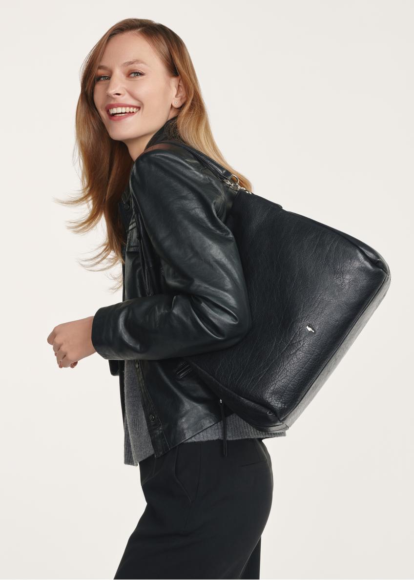 Czarna skórzana damska torebka shopper TORES-0636D-99(Z25)