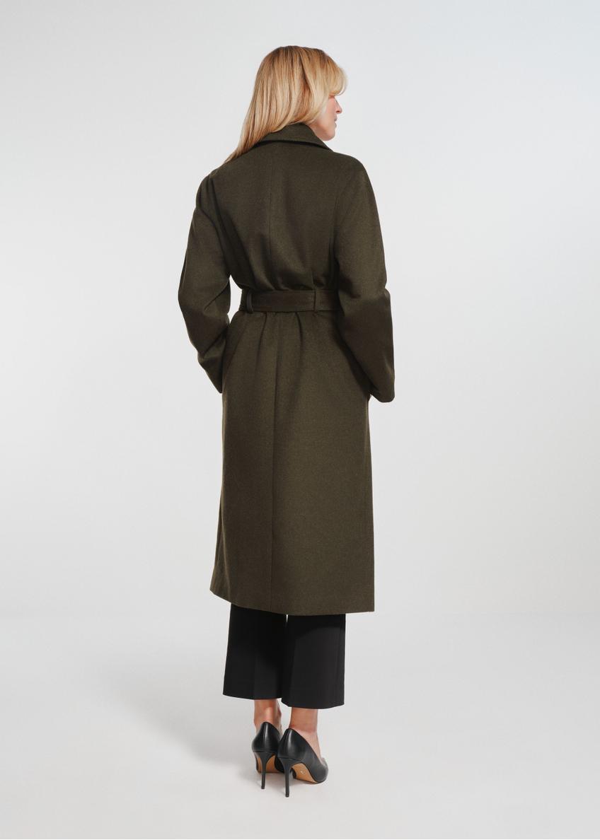 Long olive women's wool coat PLADT-0058-57(Z24)