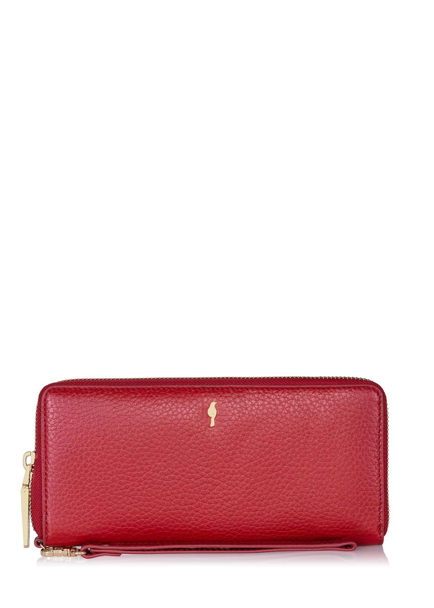 Czerwony skórzany portfel damski na pasku PORES-0892-40(Z23)