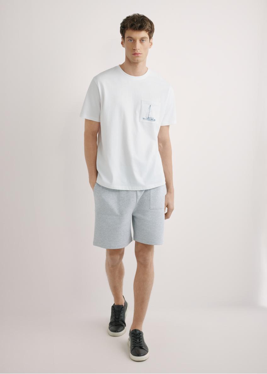 Biały T-shirt męski z nadrukiem TSHMT-0145-0A(W26)