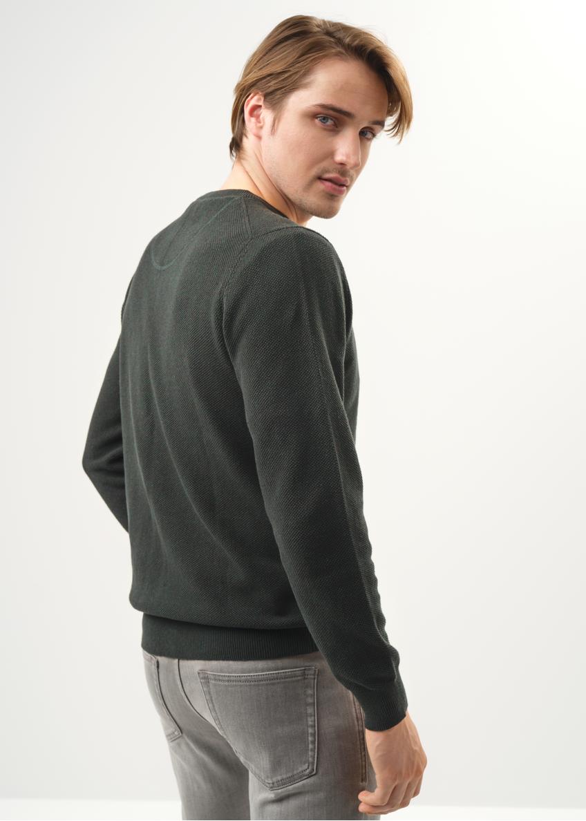 Zielony bawełniany sweter męski z logo SWEMT-0135-54(Z23)